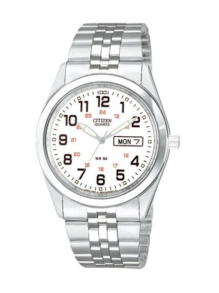 Citizen Railroad White Dial Quartz Watch with Stainless Steel Bracelet #BK3790-70A