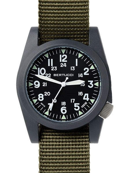 Bertucci A-3P Sportsman Vintage Field Watch with a 42mm Black Poly-Carbonate Case - 13351
