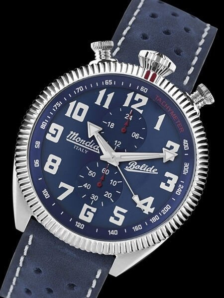 Mondia Vintage-Style Quartz Chronograph Watch, 24-Hour Sub-Dial #MI782SS-02BL-CP