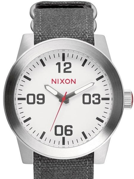 Nixon Corporal Quartz Watch with 48mm Stainless Steel Case and Crisp White Dial #A243-100