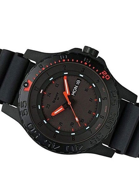 Traser Red Combat Watch with Sapphire Crystal and Black Rubber Strap #105503