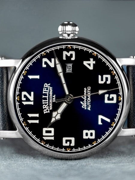 Brillier 43mm Airborne Automatic Watch with Horween Leather Strap #BR-01
