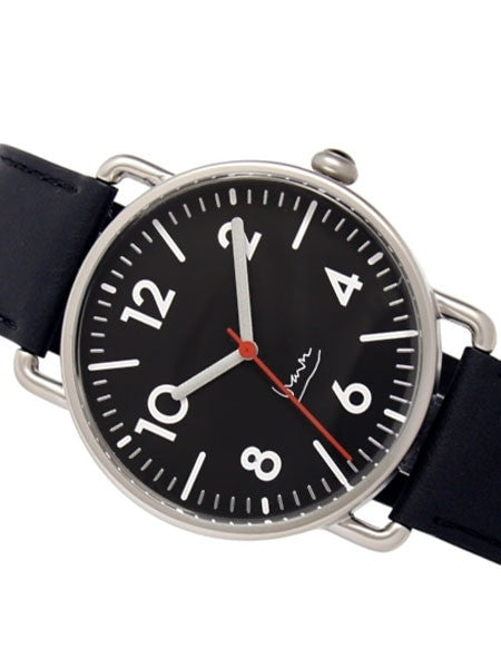 Projects 40mm Black Witherspoon Quartz Watch with Leather Strap #7104B