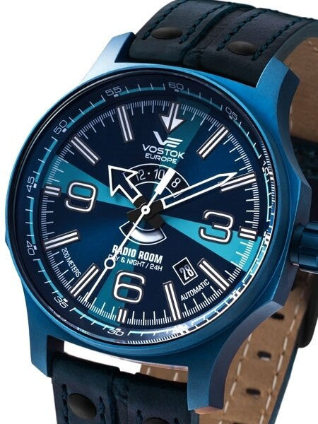 Vostok-Europe Radio Room, 32-Jewel Automatic Watch with Blue Case and Dial #595D533