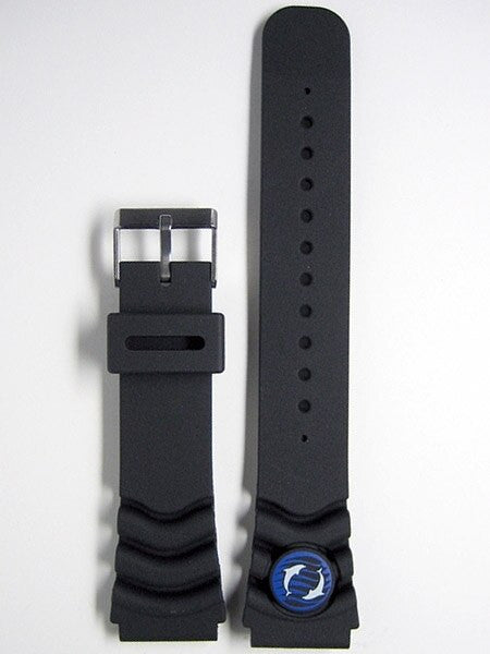Orient OEM Signature Blue Dolphin 22mm Black Rubber Dive Watch Strap