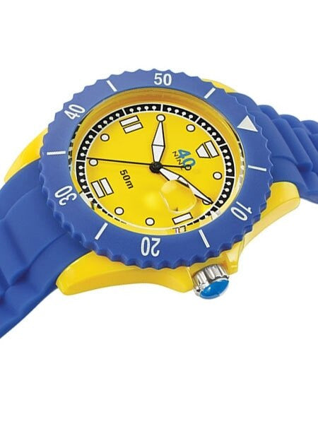 40Nine Yellow Plastic 45mm Case with Blue Silicone Rubber Strap #40NINE02-PERI10