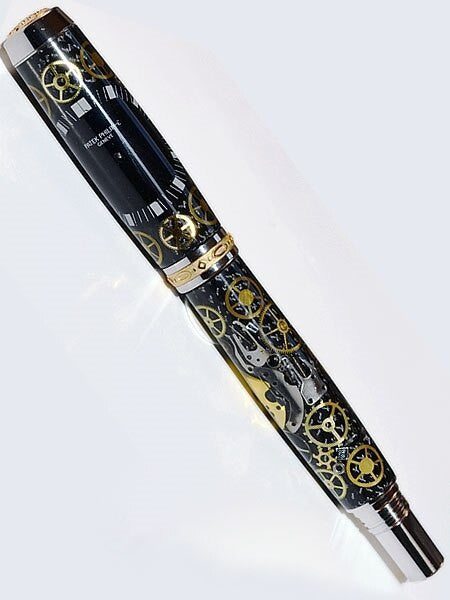Artisan Crafted Collectable Pen made with Patek Philippe dial and assorted gears, cogs, screws and bridges #WPP601RB