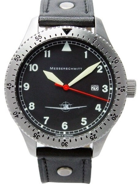 Messerschmitt 43mm Swiss Quartz Aviator Watch with Rotating Bezel #ME108DR