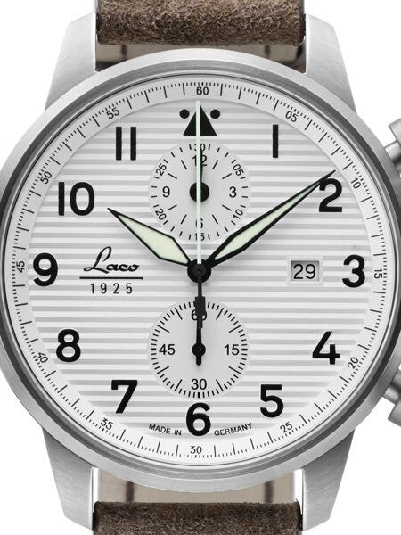 Laco Bern Two-Eye Chronograph Watch with 42mm Case and Corrugated Dial #861974