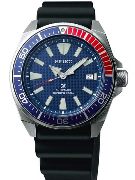 Seiko Samurai Prospex Automatic Dive Watch with Blue Dial and Rubber Dive Strap #SRPB53