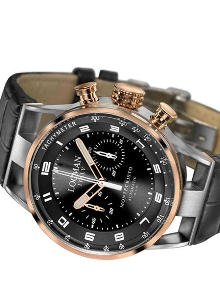 Locman Montecristo 100 Meter Automatic Chronograph Watch with 44mm Case #514BKGDBKLE