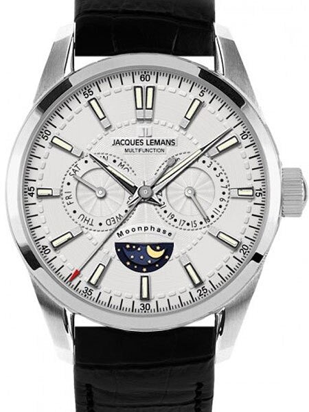 Jacques Lemans 44MM Liverpool Moonphase Dress Watch with Day and Date #1-1804A