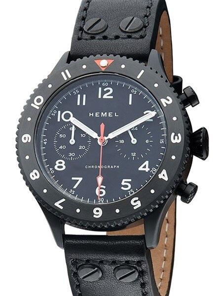 HEMEL Night Ops Quartz Chronograph Watch with GMT Bezel and Sapphire Crystal #HFNO4
