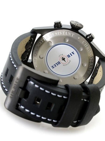Air Blue Charlie Chronograph Pilot Watch with 44mm PVD Case, Sapphire Crystal #CHARLIECHRONOPVD