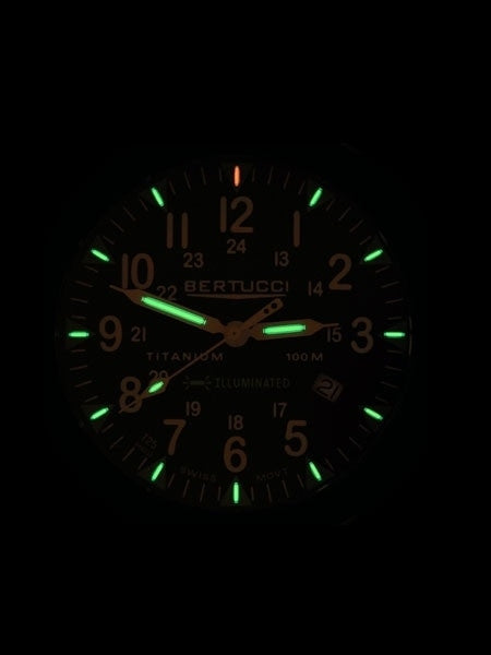 Bertucci A-4T Vintage 44 Titanium Watch w/ Tritium Tube Lights #13411
