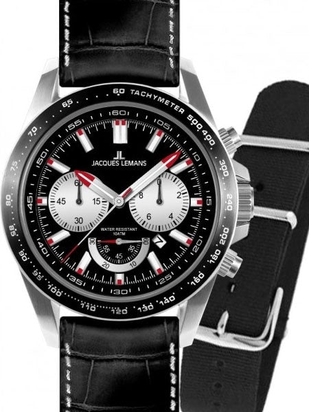 Jacques Lemans Liverpool 48MM Chronograph with Additional Nylon Strap #1-1756A