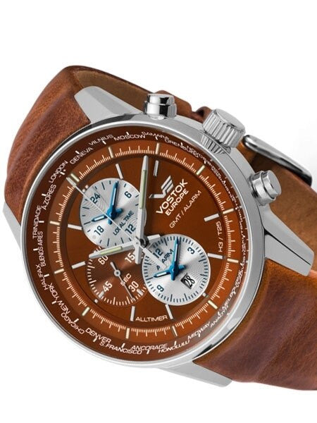 Vostok-Europe Gaz-Limo World-Time GMT Watch with Alarm #565A292