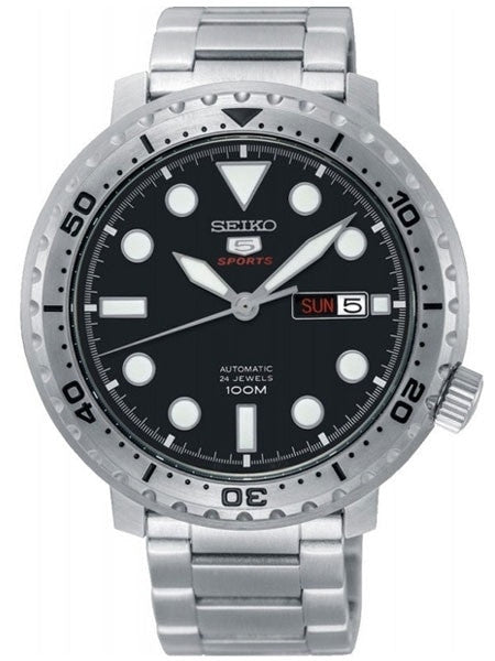 Seiko 5 Sports Automatic 24-Jewel Bottle-Cap Watch with Black Dial #SRPC61K1