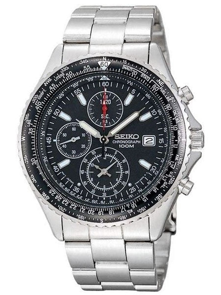 Seiko Flightmaster Quartz Chronograph with Rotating Slide Rule Bezel, 12 Hour Totalizer #SND253