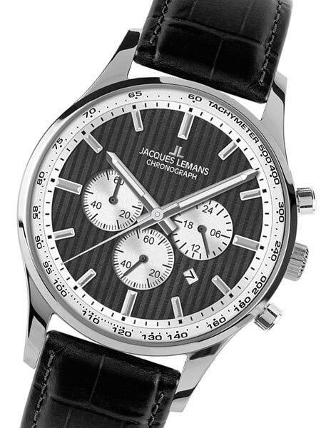 Jacques Lemans London 44MM Chronograph with Black Striped Dial #1-1735E