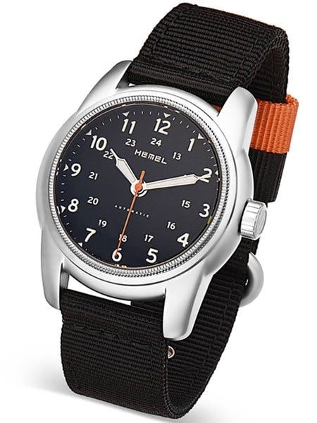 HEMEL 24 Automatic Military-Styled Watch Bead Blasted Case and Sapphire Crystal #HM1B