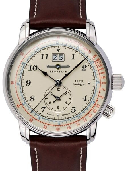 Graf Zeppelin Dual Time, Big Date Watch with Pulsometer Scale #8644-5