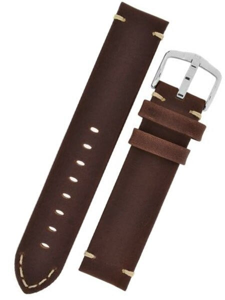 Scratch and Dent - Hirsch Ranger Brown Barrel-Dyed Leather Watch Strap #054020-10