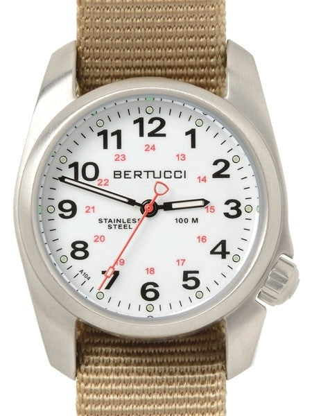 Bertucci A-1S Stainless Steel Watch with a Khaki Nylon Strap #10200