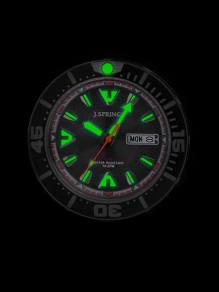 J. Springs Automatic 21-Jewel Sport Dive Watch with Day and Date, Black Dial #BEB078