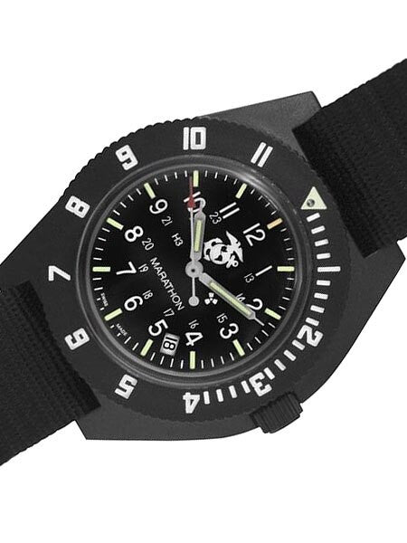 Marathon Swiss Made Quartz USMC Military Navigator Watch with Tritium Illumination #WW194013BK-USMC