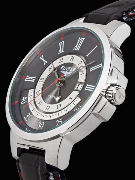 Elysee Marathon Swiss Quartz Dress GMT Dual Time Watch with Sapphire Crystal #17006E