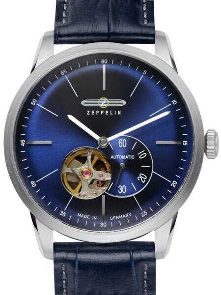Graf Zeppelin Flatline Automatic Open-Heart Watch with Small Seconds #7364-3