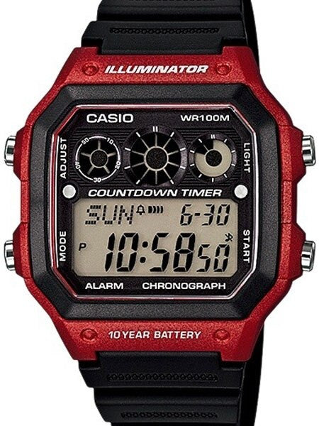 Casio Referee Timer Sport Watch with Stopwatch, 29 Time Zones #AE-1300WH-4AV