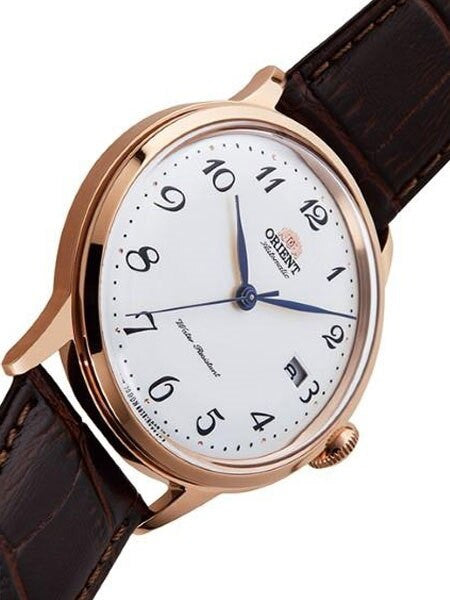 Orient Bambino 5th-Gen Automatic Dress Watch with White Dial, Arabic Numerals #RA-AC0001S10A
