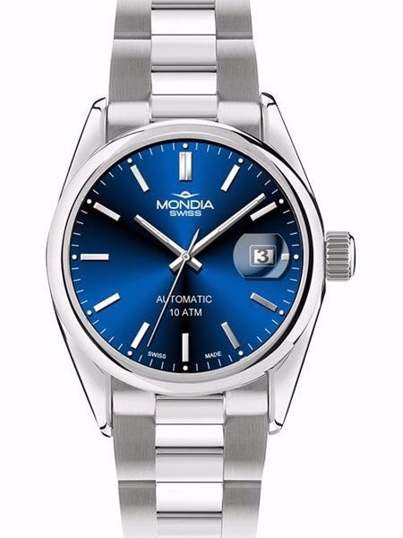 Mondia Swiss Automatic Watch with Vibrant Blue Dial #MS-212-SS-04BL-OCM