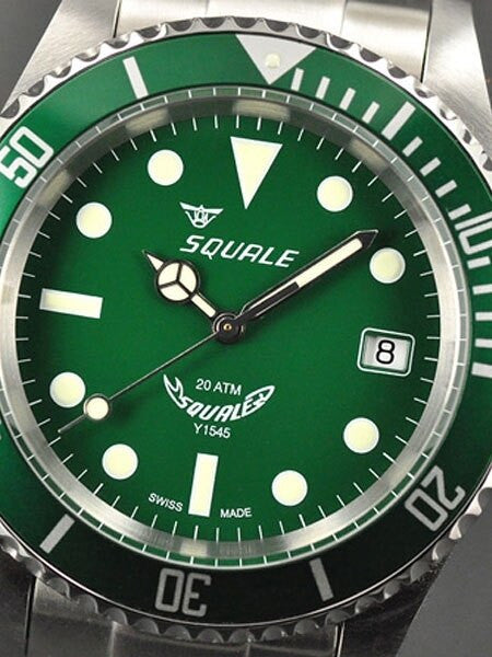 Squale 200 meter MINT Green Swiss Automatic Dive watch with Domed Sapphire Crystal #1545-G