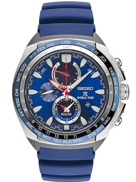 Seiko Prospex Solar Power World Time, Chronograph, Alarm Watch #SSC489