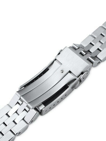 Scratch and Dent - Strapcode 20mm Angus-J "Louis" Stainless Steel Watch Bracelet Seiko SBDC053 V-Clasp, Brushed #SS201820B086