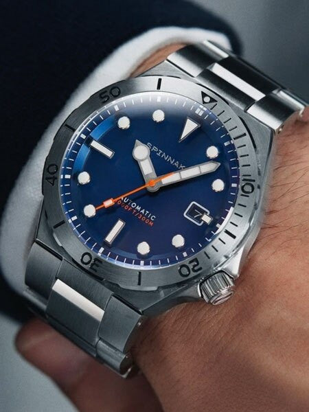 Spinnaker Boettger 300 Meter Hi-Beat Automatic Dive Watch with Stainless Steel Unique Blue Dial #SP-5083-22