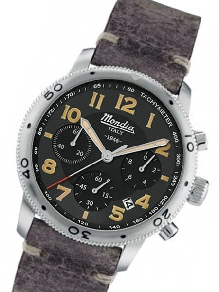 Mondia 1946 Series Quartz Chronograph Watch with Stopwatch #MI753SS-05BK-CP