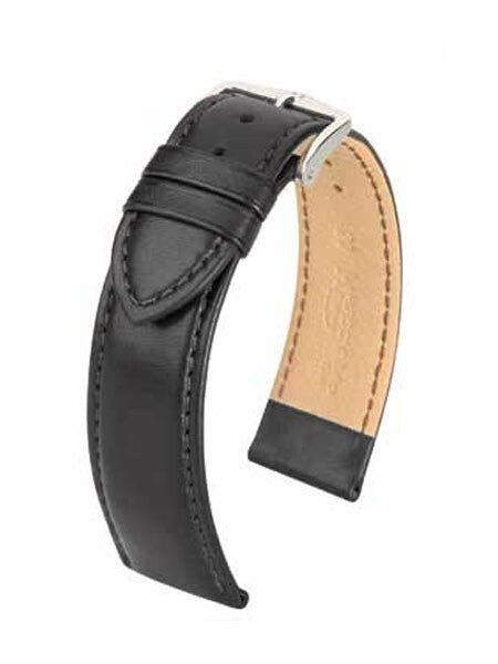 Hirsch Merino Black Nappa Sheep Leather Watch Strap #012060-50