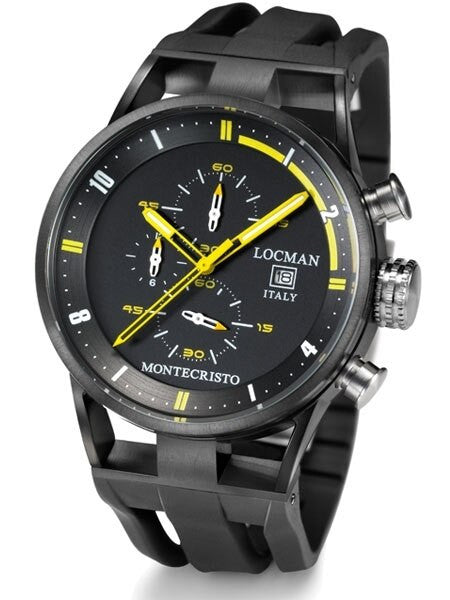 Locman Montecristo 100 Meter Quartz Chronograph Watch with Black PVD 44mm Case #0510BKBKFYL0GOK