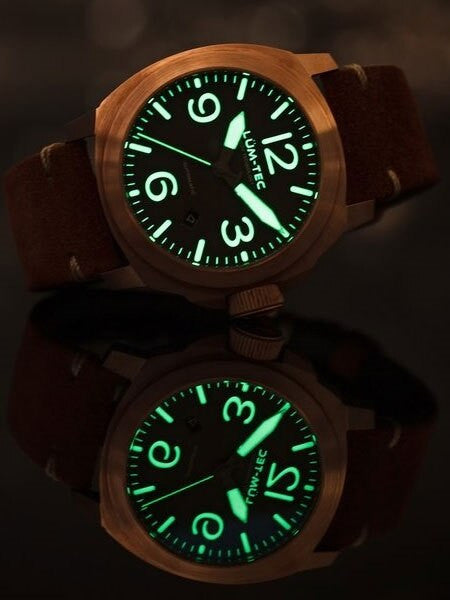 Lum-Tec Bronze 44mm Swiss Automatic Watch with Double Curved AR Sapphire Crystal #M83
