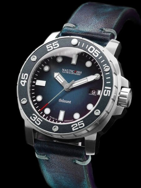 Scratch and Dent - Nauticfish German Made 1000 Meter Automatic Pro Divers Watch with AR Sapphire Crystal #Thusunt-blao
