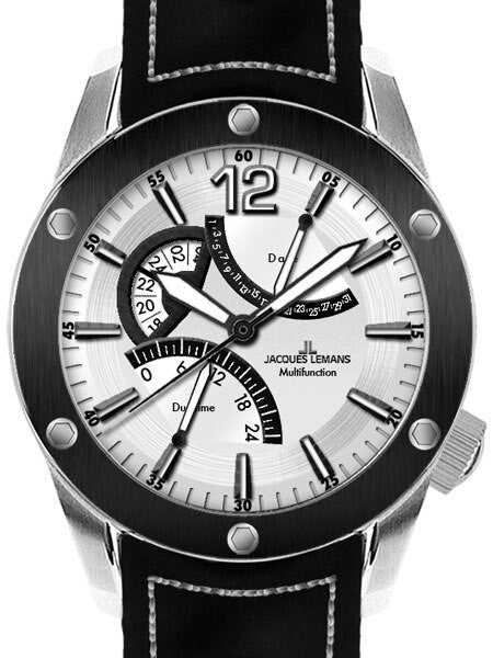 Jacques Lemans Liverpool Quartz Watch with Dual Time GMT and Pointer Date #1-1739B