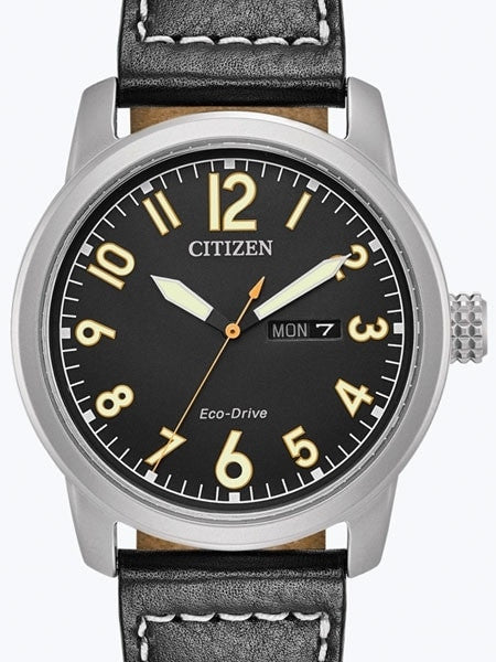 Citizen Chandler Eco-Drive Black Dial Watch with Black Leather Strap #BM8471-01E