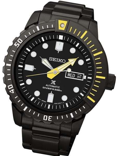 Seiko Prospex Watch with 24-Jewel Automatic Movement and Black ion