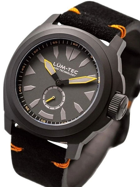 Lum-Tec Phantom 44mm Watch with Titanium Carbide Black PVD Case, AR Sapphire Crystal #M86