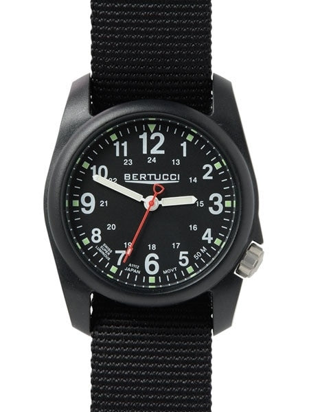 Bertucci DX3 Field Poly Resin Watch, Black Nylon Strap, Black Dial - 11015