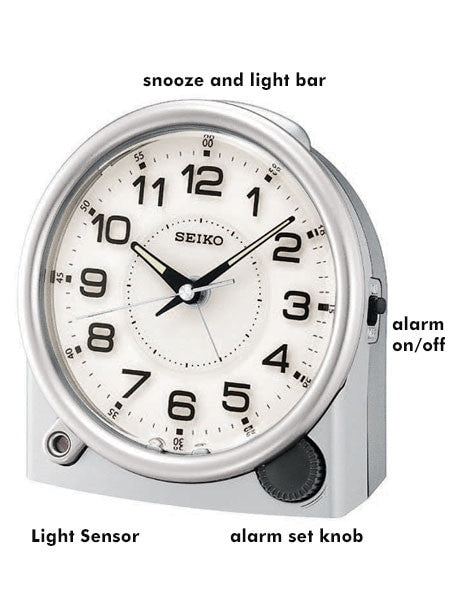 Seiko Ultimate Alarm Clock with Snooze Bar and Quiet-Sweep Second Hand #QXE011ALH